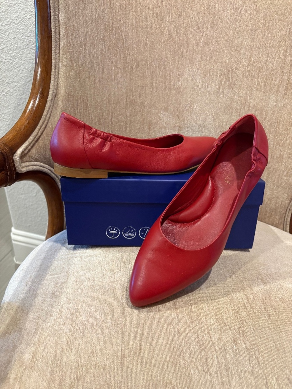 Italian Leather Red Ballet Flats Size 41(EU)